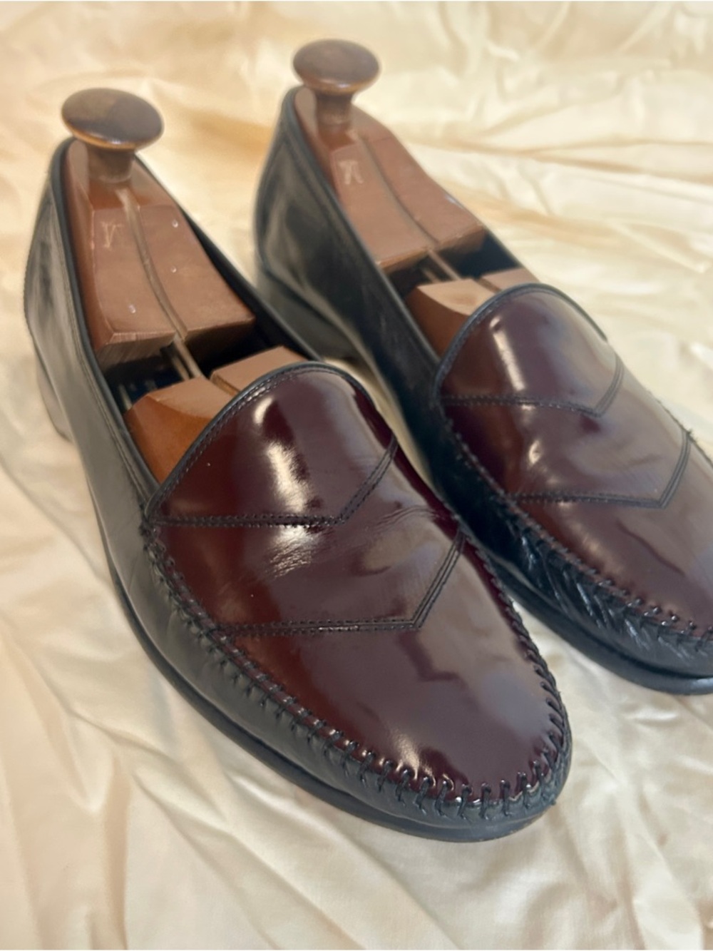 Bragano Burgundy & Black Leather Men’s Loafer Size 10 M